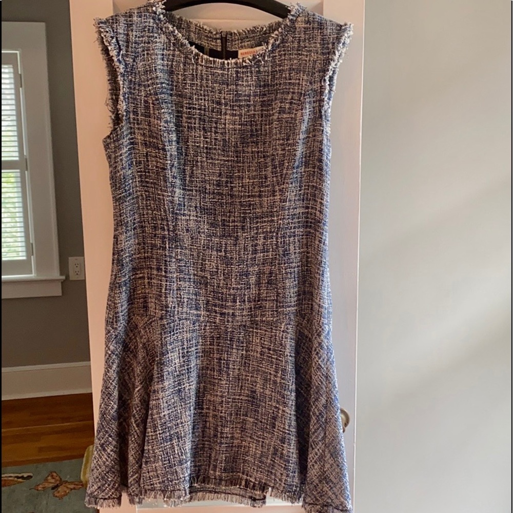 Rebecca Taylor Navy Tweed Frayed Dress nwt